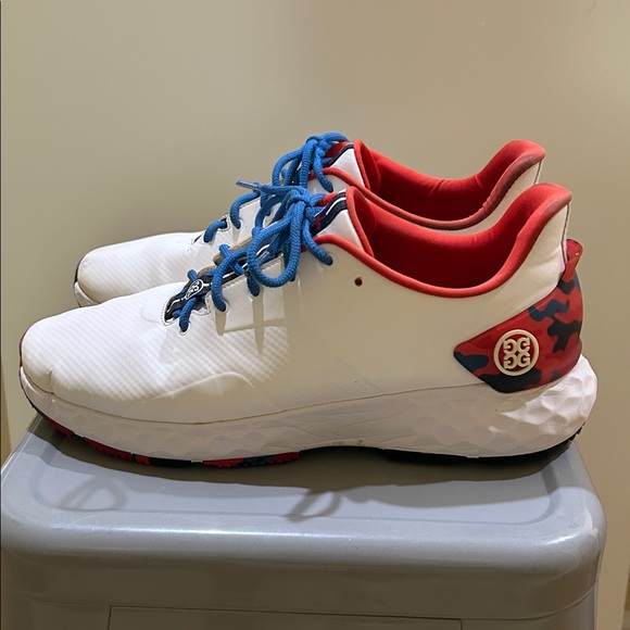 G/Fore G4 Men’s Size 11MG4+ Camo White Red Blue Spikeless Golf Shoes - Picture 1 of 9